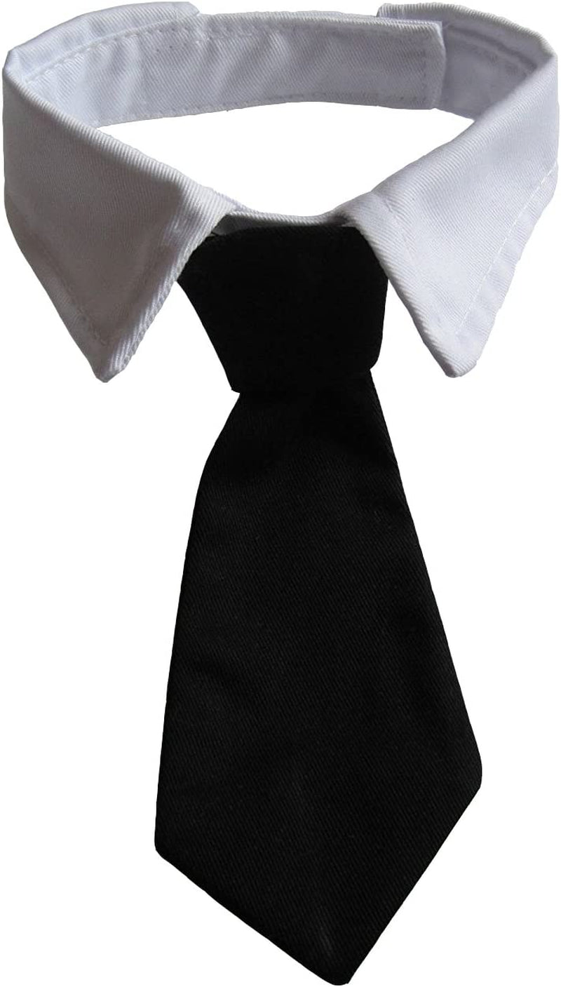 Dog Necktie Pet Tuxedo Cotton Collar with Black Tie for Small Medium and Large Dogs (S)