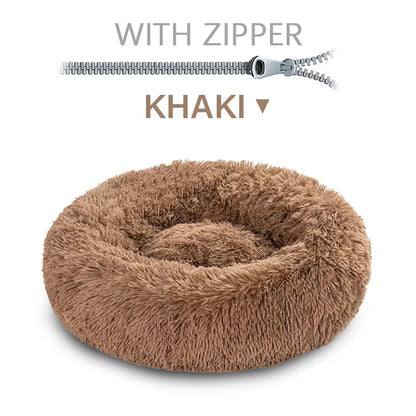 Calming King Fluffy Dog Bed Xxl Xl Sofa Donut Memory Form Long Plush Washable Dog Beds for Medium Portable Dogs Cat Pet Cushion