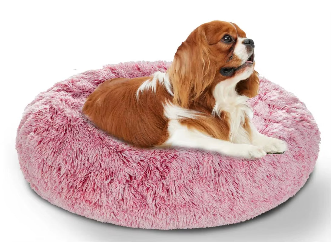 Calming King Fluffy Dog Bed Xxl Xl Sofa Donut Memory Form Long Plush Washable Dog Beds for Medium Portable Dogs Cat Pet Cushion