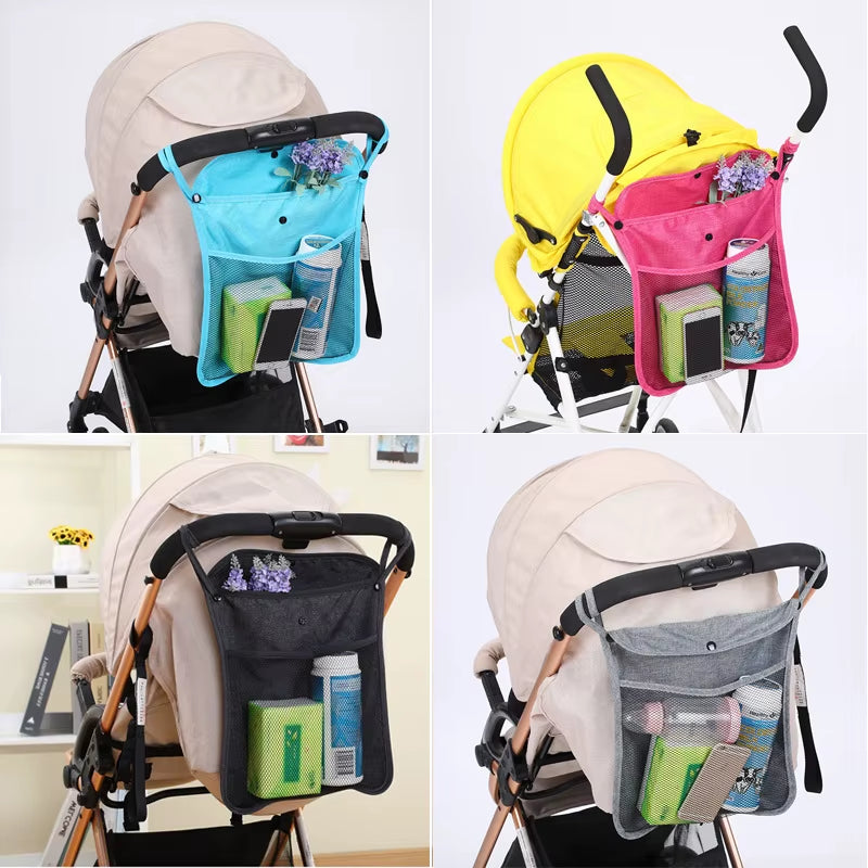 Pet Stroller Organizer Bag Infant Pram Cart Mesh Hanging Storage Bag Baby Trolley Bag Stroller Seat Pocket Carriage Bag Stroller