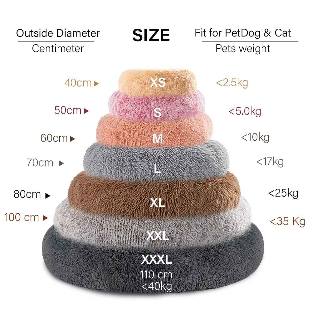 Calming King Fluffy Dog Bed Xxl Xl Sofa Donut Memory Form Long Plush Washable Dog Beds for Medium Portable Dogs Cat Pet Cushion